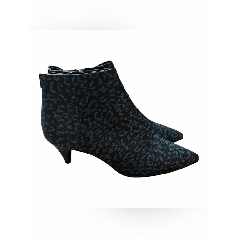 Sam Edelman Circus Black Blue Kirby Leopard Print Heeled Pointed Toe Bootie 8